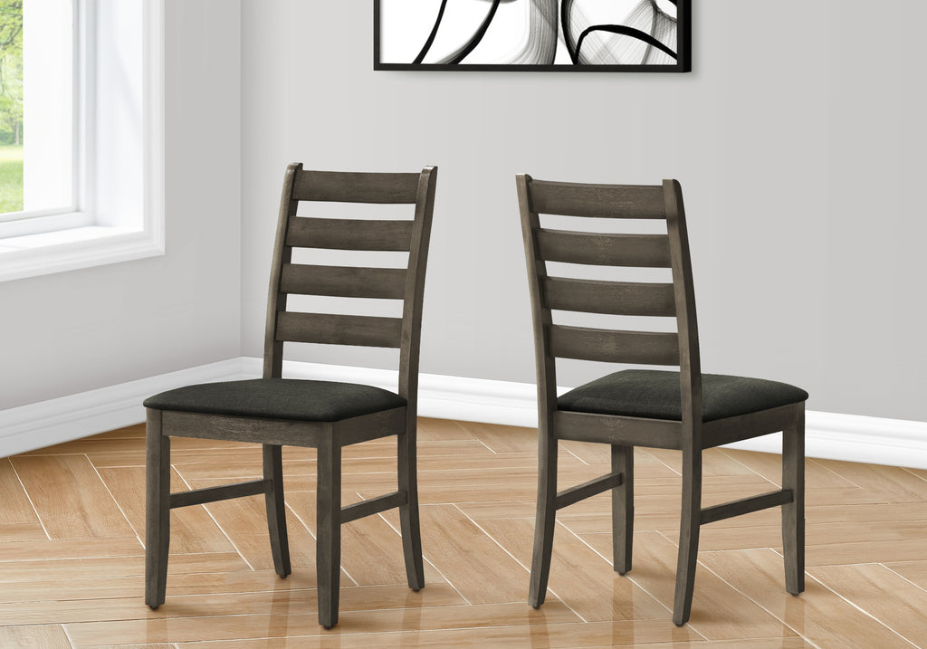 DINING CHAIR - 2PCS / 38""H UPHOLSTERED DARK GREY FABRIC