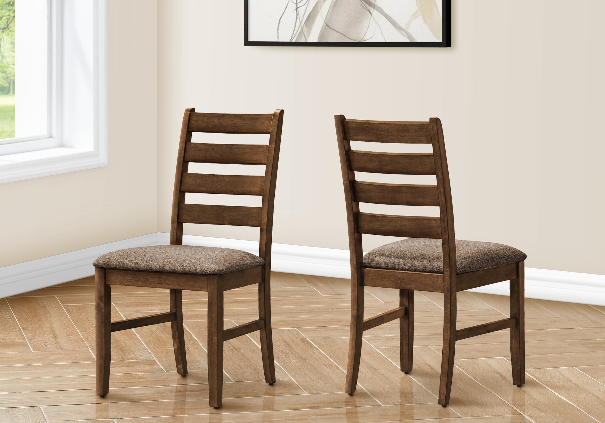 DINING CHAIR - 2PCS / 38""H UPHOLSTERED BROWN FABRIC
