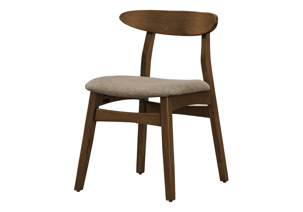 DINING CHAIR - 2PCS / 32""H BROWN WALNUT / BEIGE FABRIC