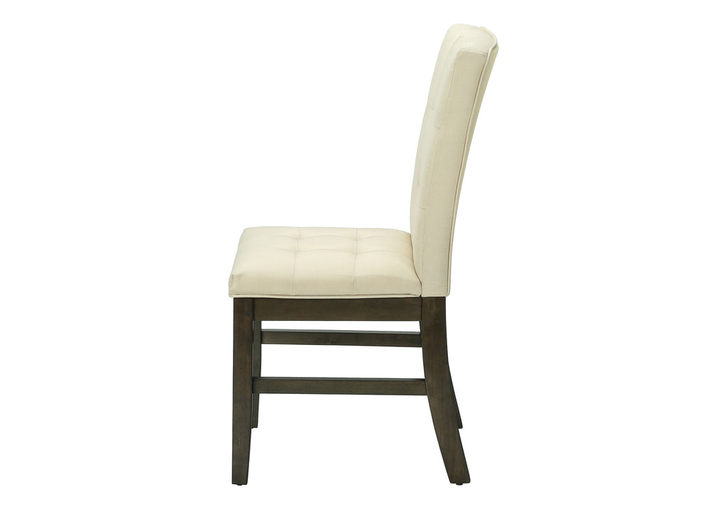 DINING CHAIR - 2PCS / 37""H GREY / CREAM FABRIC SEAT