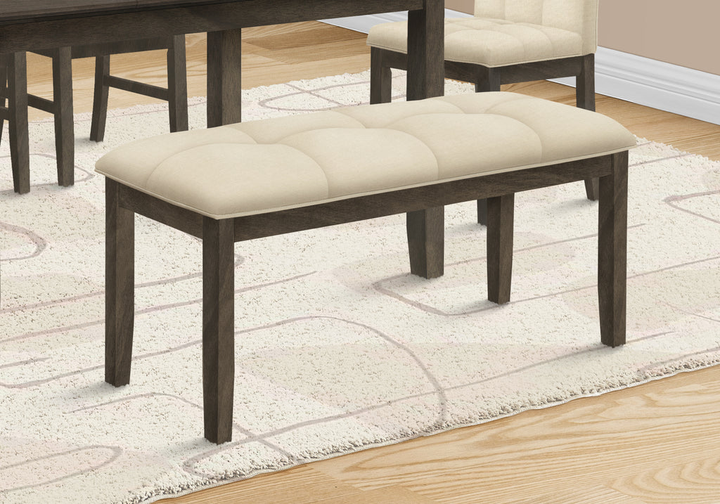 BENCH - 44""L / GREY / CREAM FABRIC SEAT