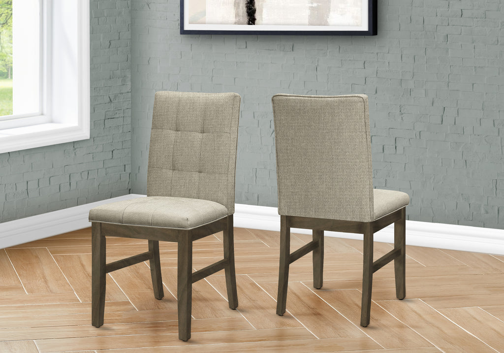 DINING CHAIR - 2PCS / 37""H GREY / BROWN FABRIC SEAT