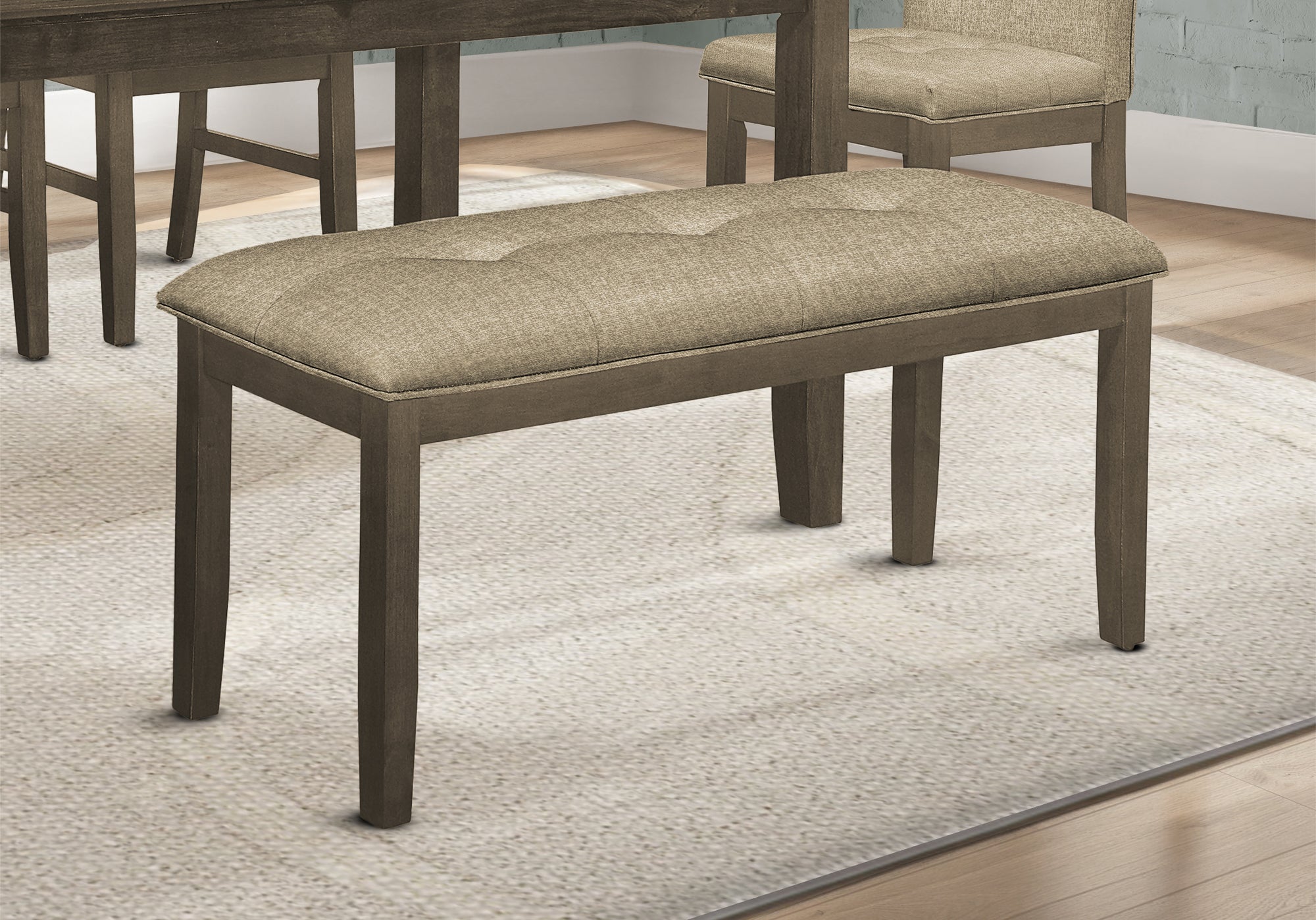 BENCH - 44""L / GREY / BROWN FABRIC SEAT