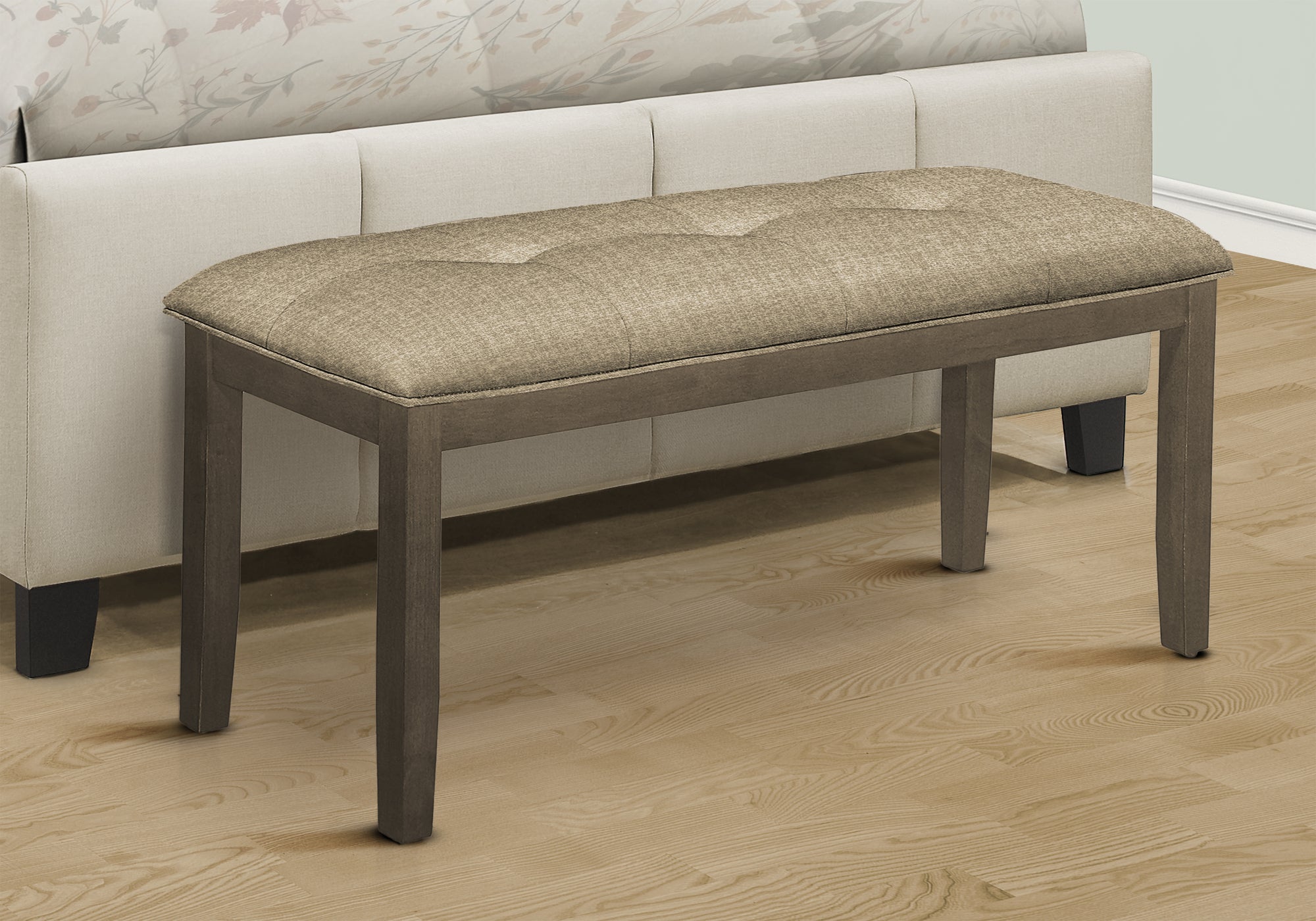BENCH - 44""L / GREY / BROWN FABRIC SEAT