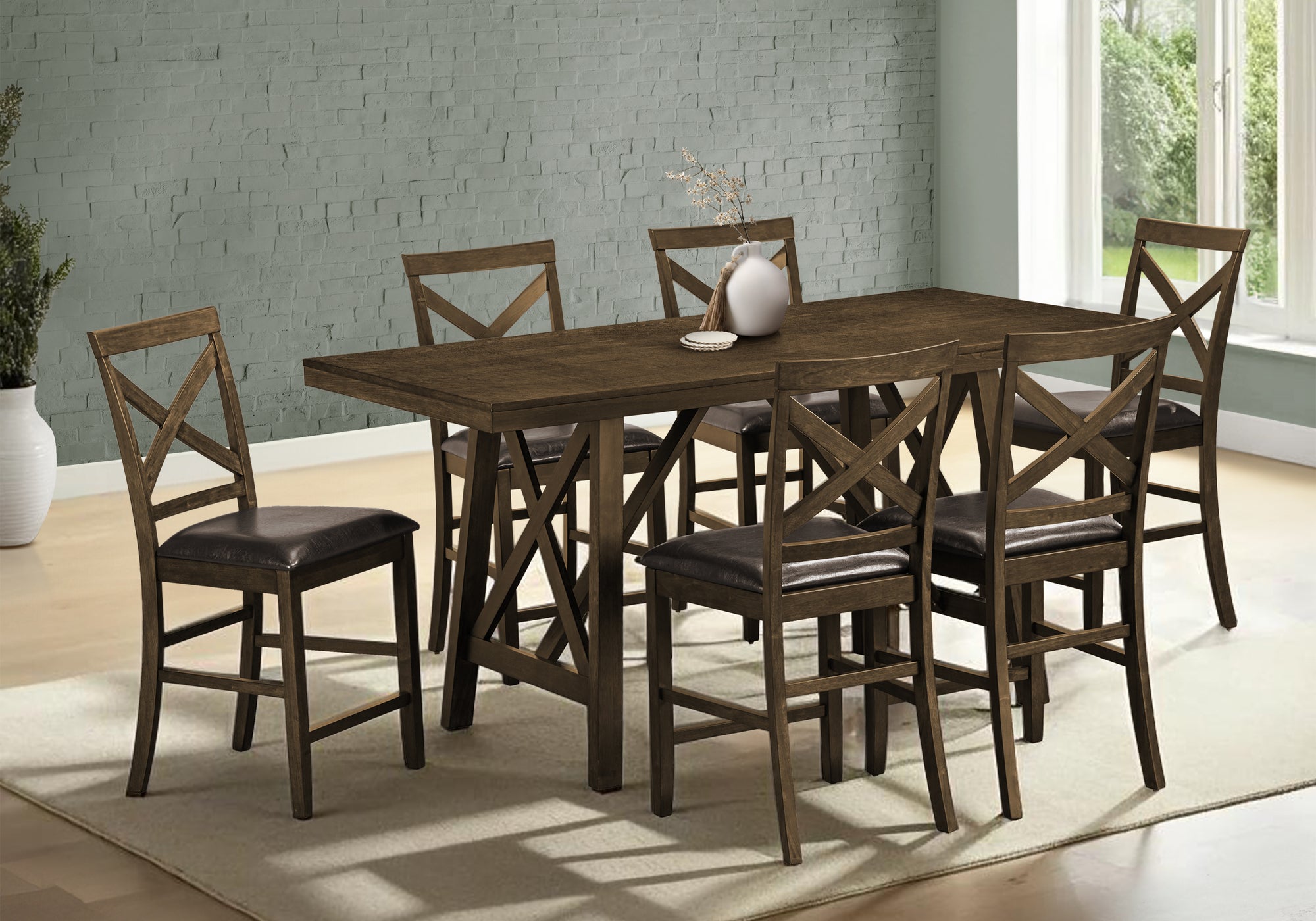 DINING TABLE - DARK WALNUT VENEER 36""X 72""COUNTER HEIGHT