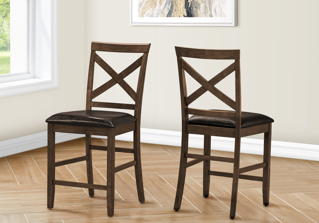 DINING CHAIR - 2PCS / 42""H DARK WALNUT COUNTER HEIGHT