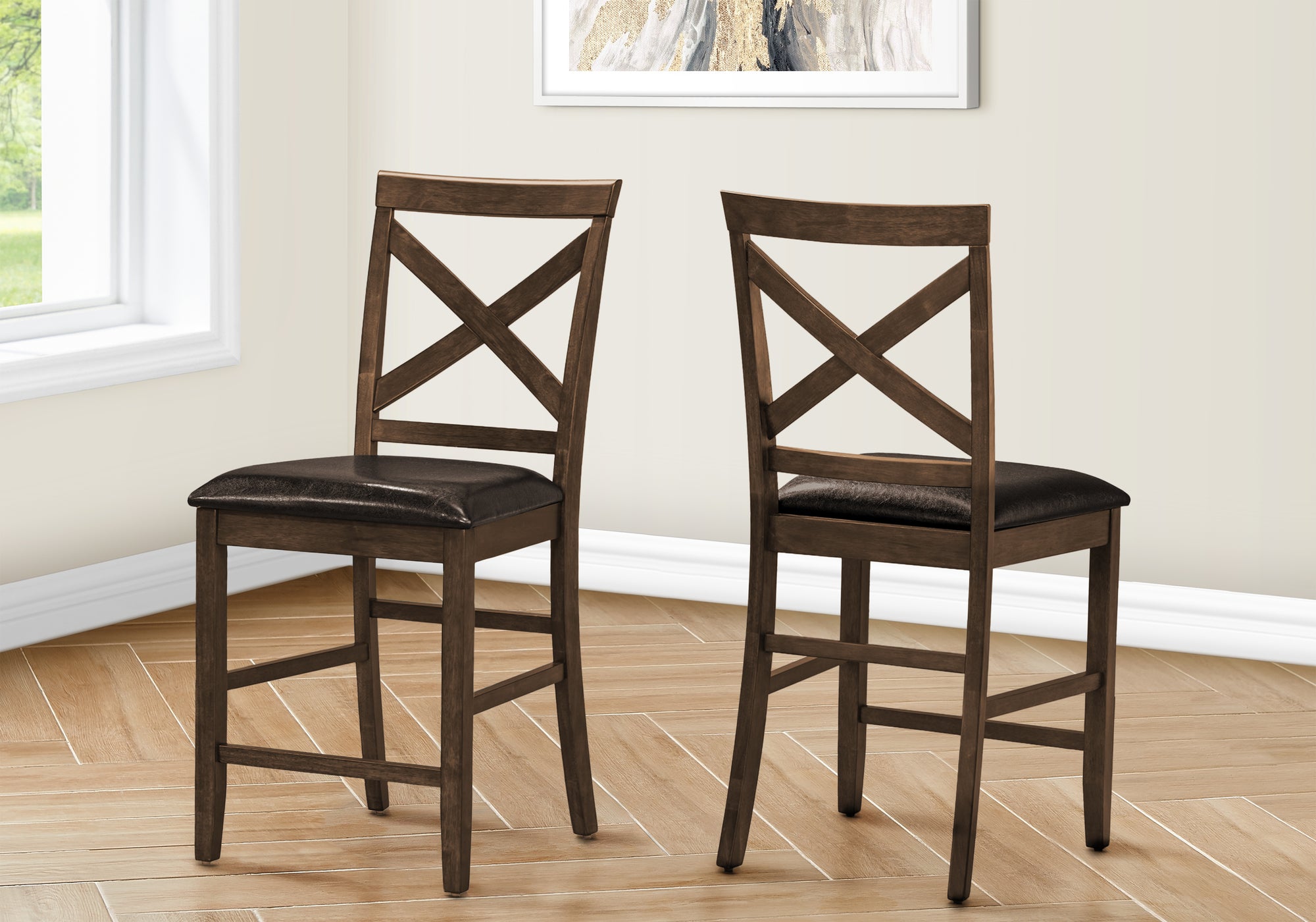 DINING CHAIR - 2PCS / 42""H DARK WALNUT COUNTER HEIGHT