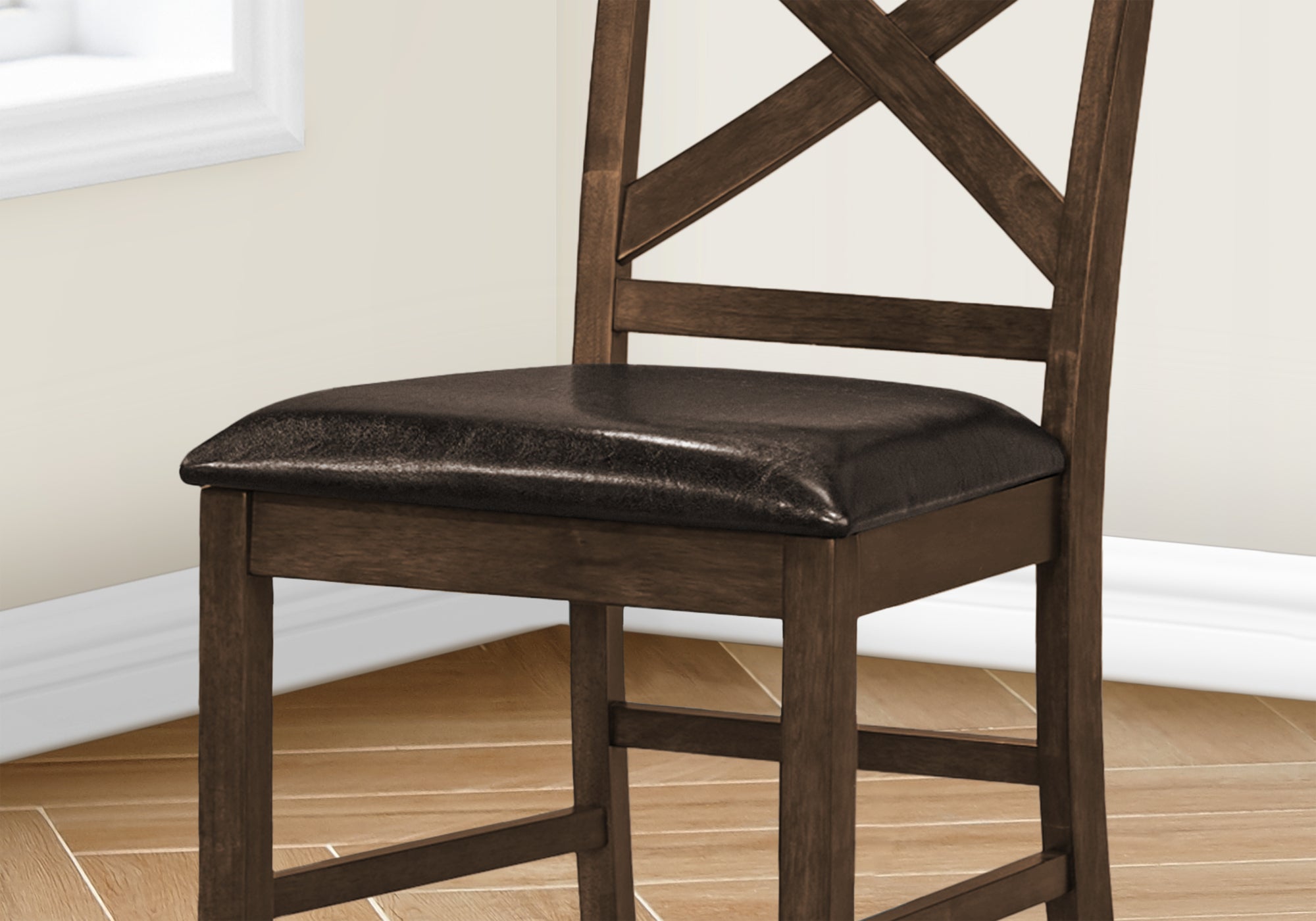 DINING CHAIR - 2PCS / 42""H DARK WALNUT COUNTER HEIGHT