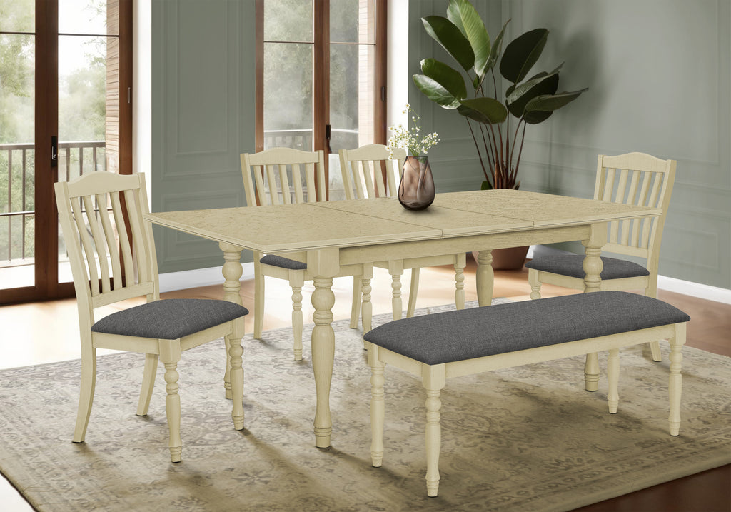 DINING TABLE - ANTIQUE GREY VENEER 42""X 78""/18"" EXTENSION