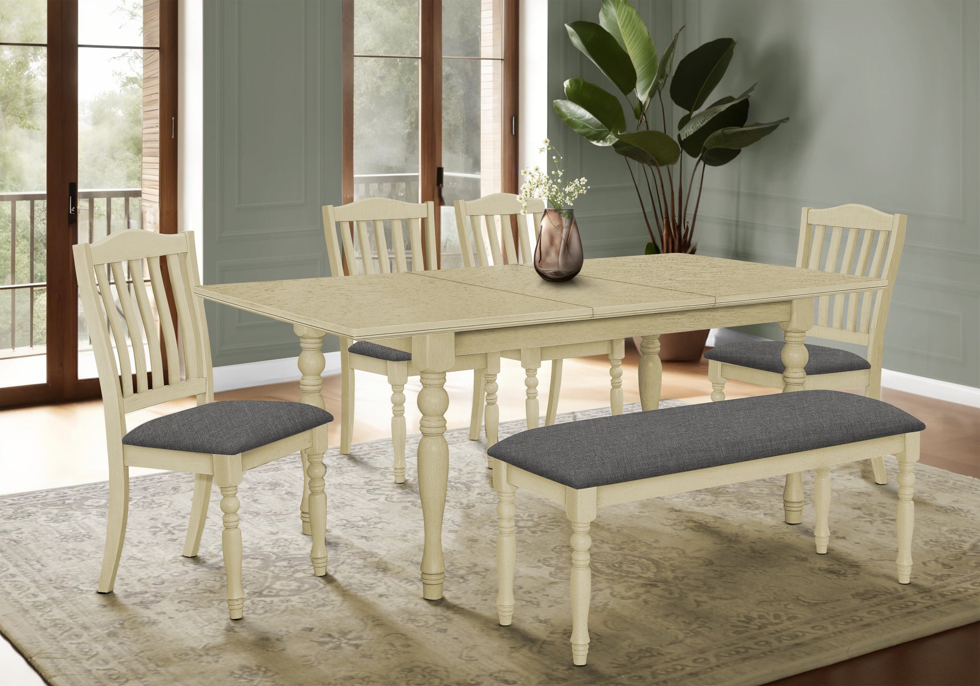 DINING TABLE - ANTIQUE GREY VENEER 42""X 78""/18"" EXTENSION