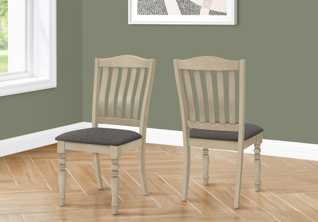 DINING CHAIR - 2PCS / 39""H ANTIQUE GREY / GREY FABRIC
