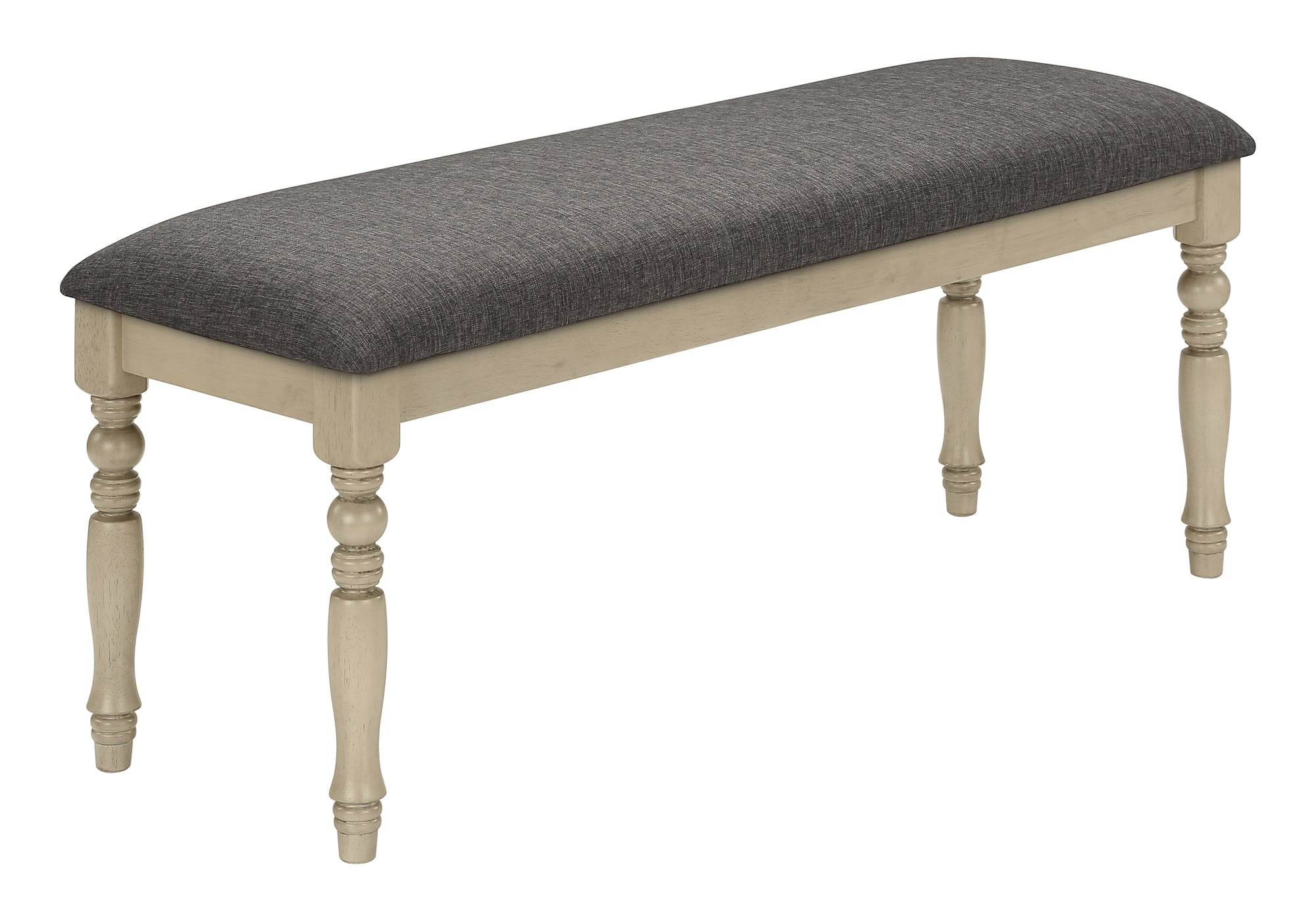 BENCH - 48""L / ANTIQUE GREY / GREY FABRIC
