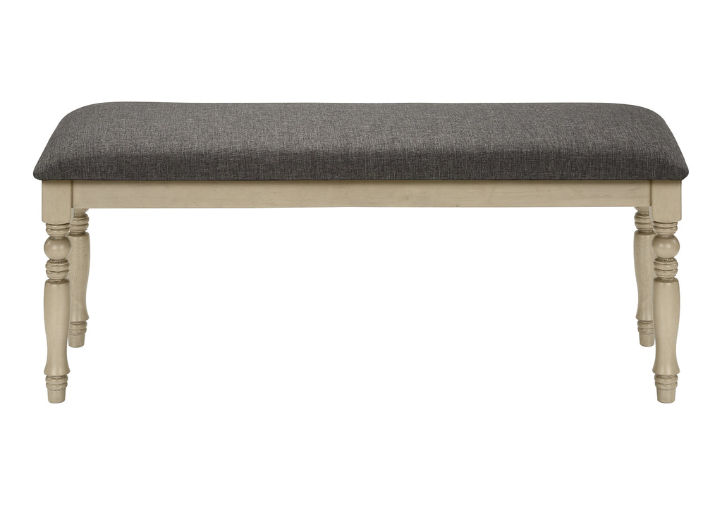 BENCH - 48""L / ANTIQUE GREY / GREY FABRIC