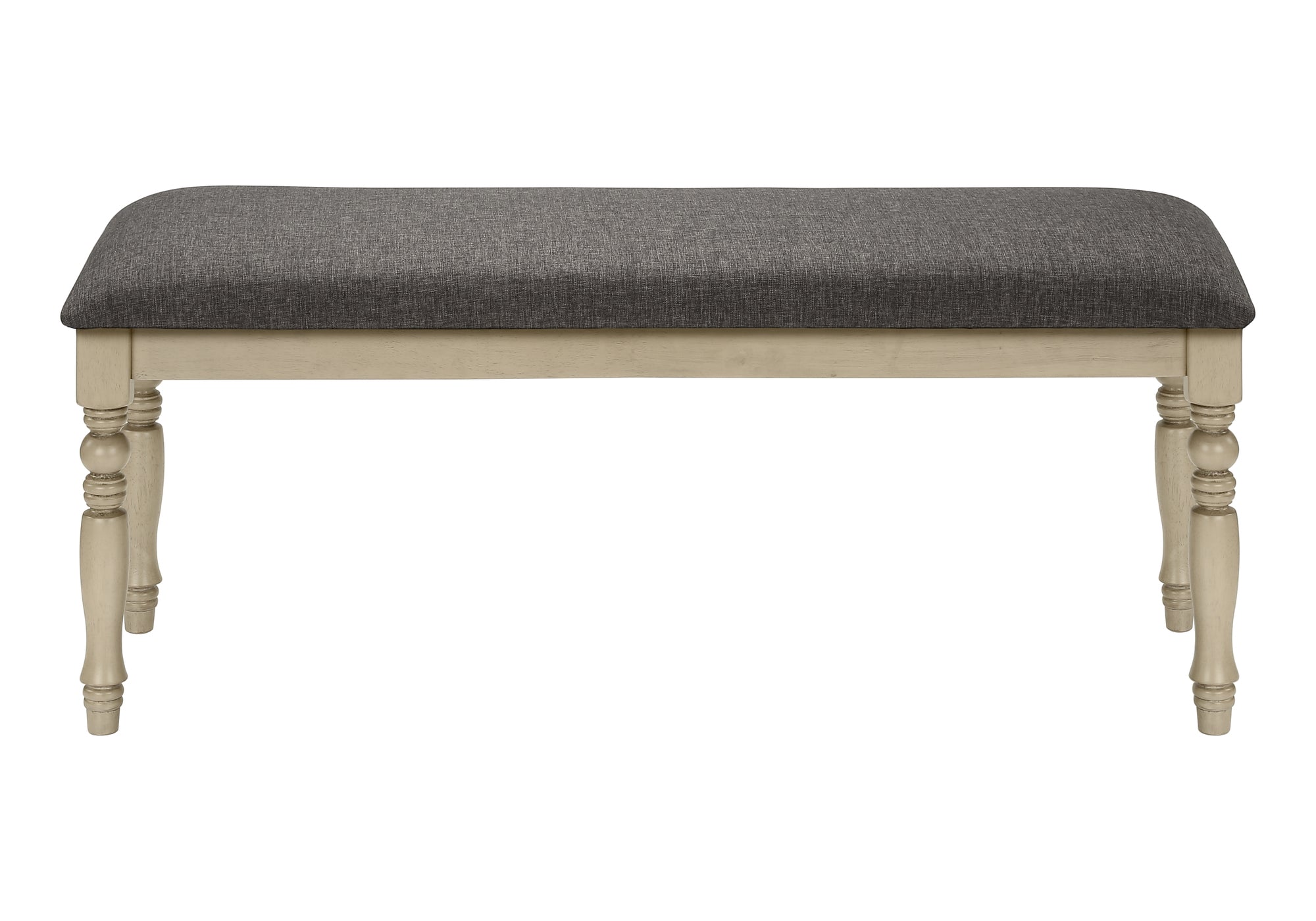 BENCH - 48""L / ANTIQUE GREY / GREY FABRIC