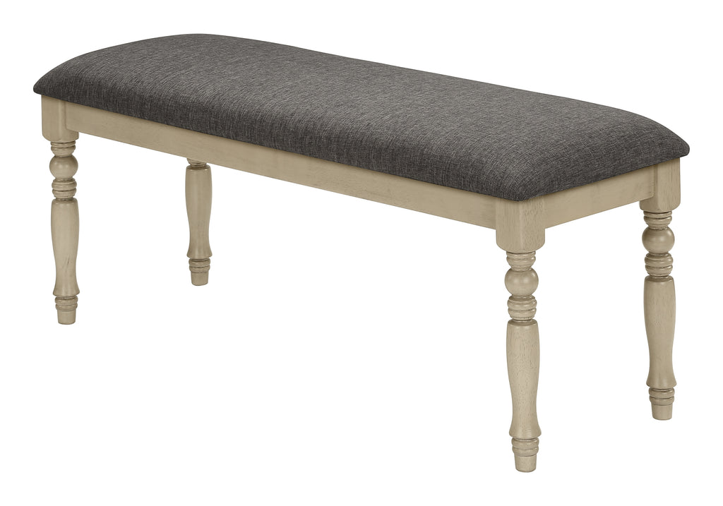 BENCH - 48""L / ANTIQUE GREY / GREY FABRIC