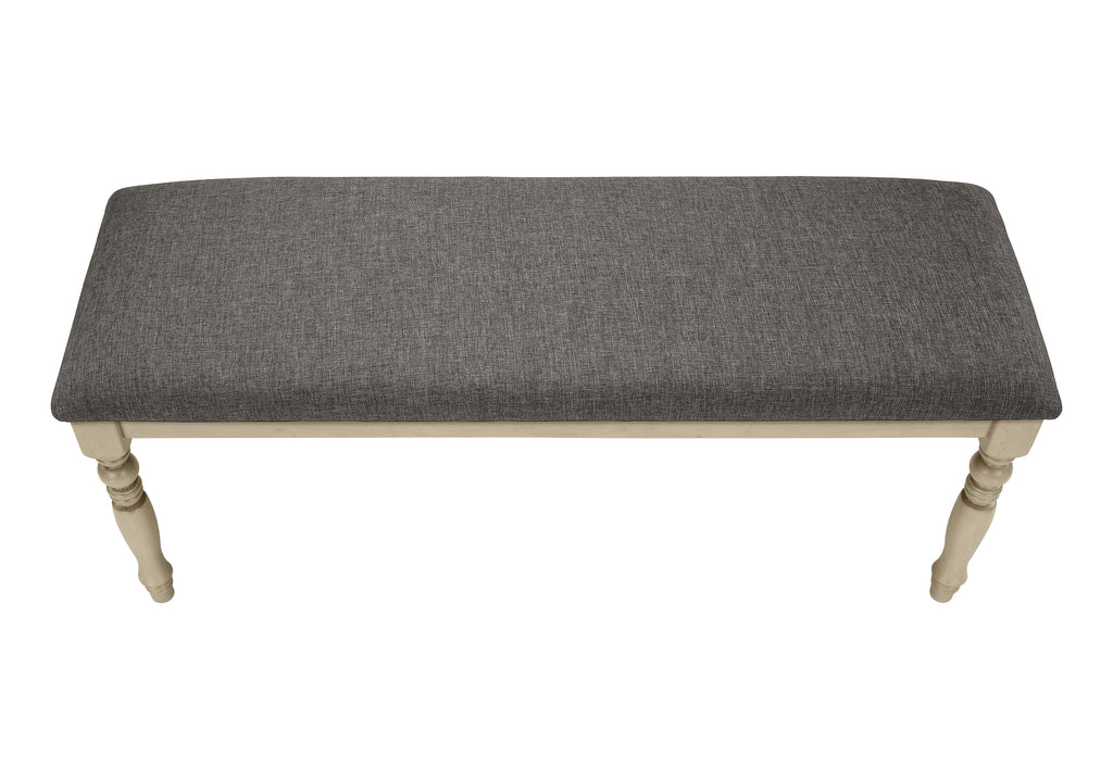 BENCH - 48""L / ANTIQUE GREY / GREY FABRIC