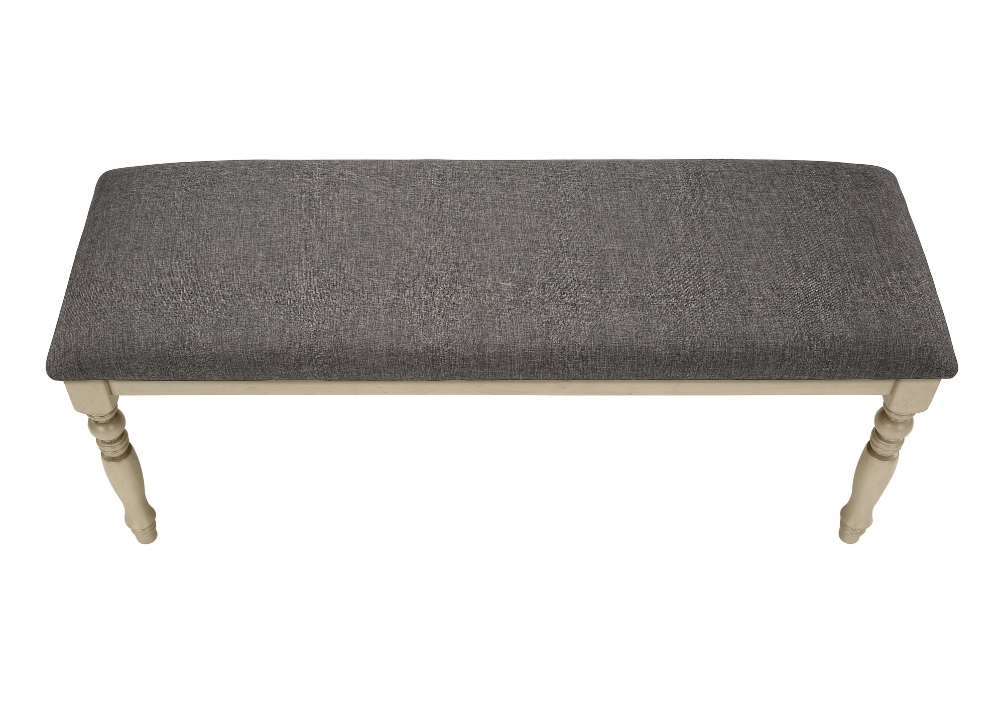 BENCH - 48""L / ANTIQUE GREY / GREY FABRIC