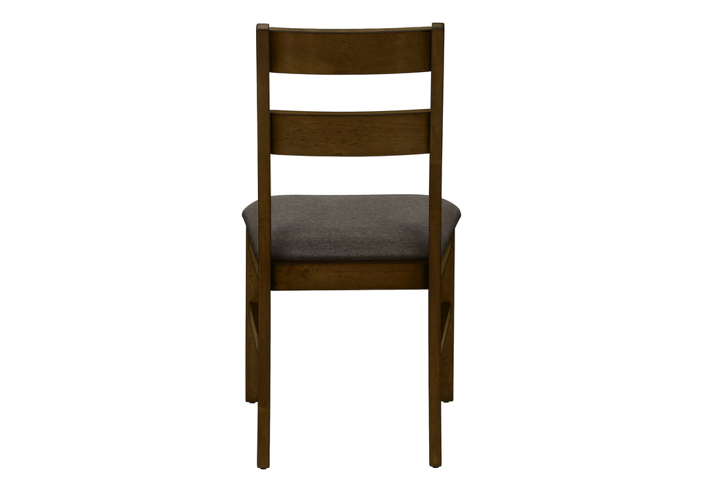 DINING CHAIR - 2PCS / 37""H BROWN WALNUT / BROWN FABRIC