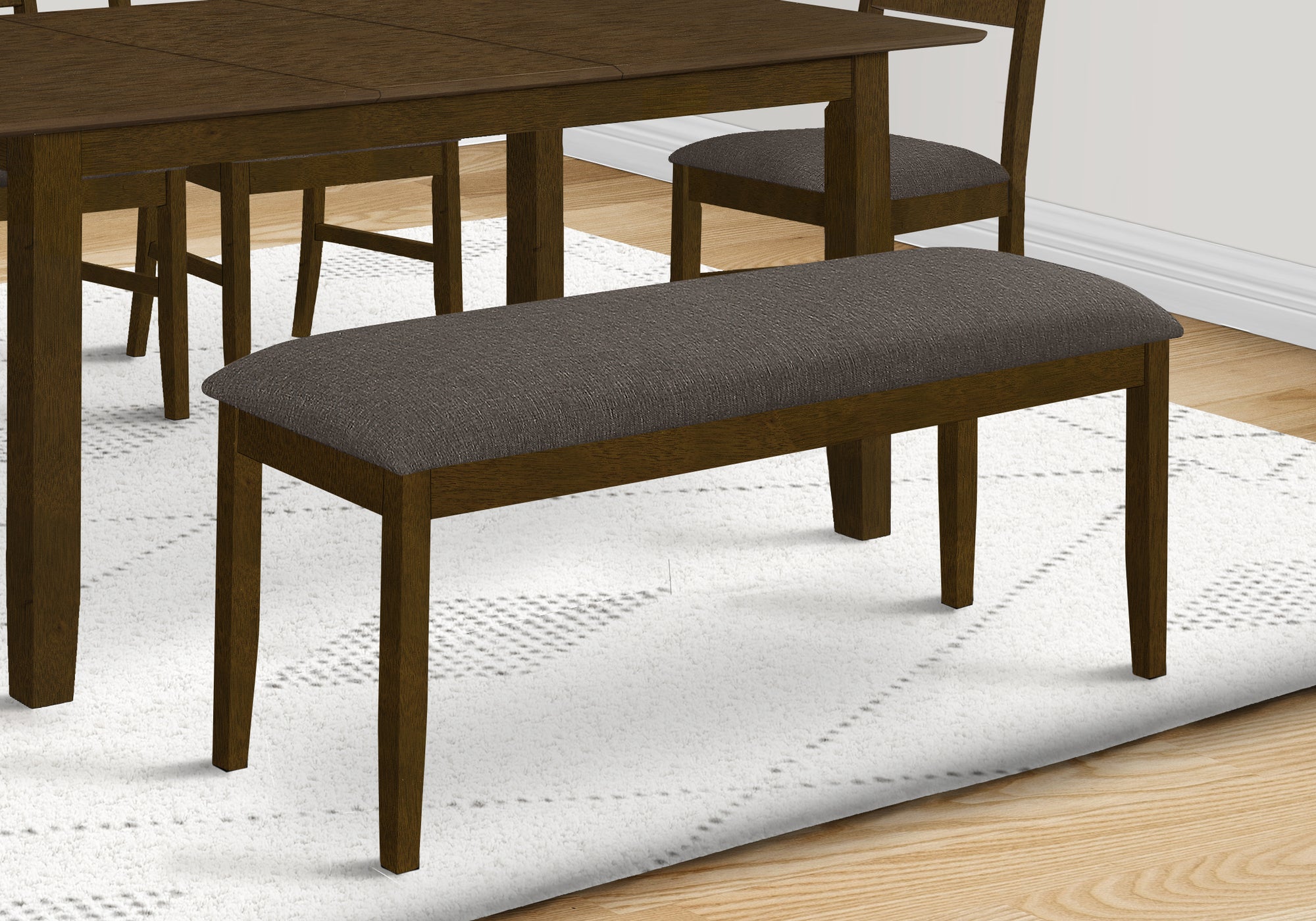 BENCH - 44""L / BROWN WALNUT / BROWN FABRIC