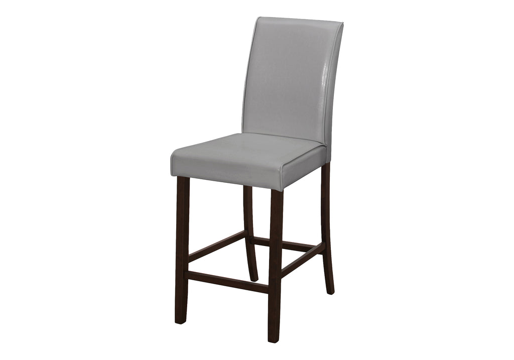 DINING CHAIR - 2PCS / GREY LEATHER-LOOK COUNTER HEIGHT