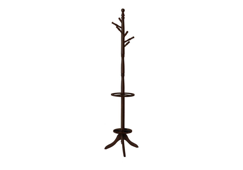 COAT RACK - 71""H / DARK CHERRY WITH AN UMBRELLA HOLDER