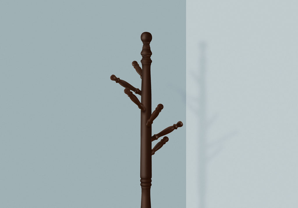 COAT RACK - 71""H / DARK CHERRY WITH AN UMBRELLA HOLDER