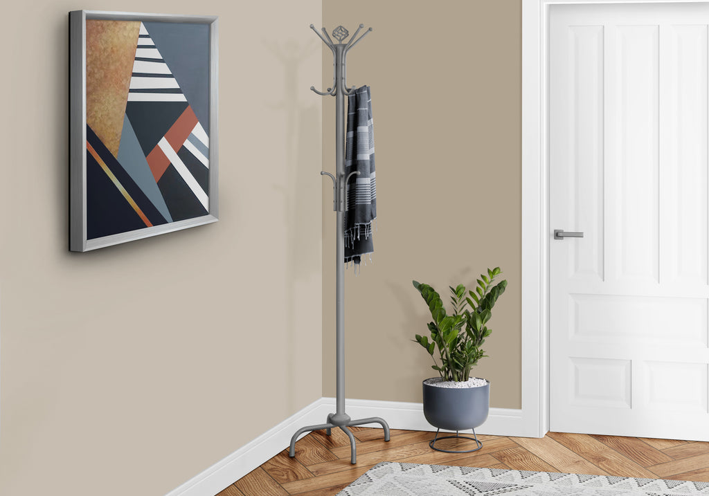 COAT RACK - 70""H / SILVER METAL
