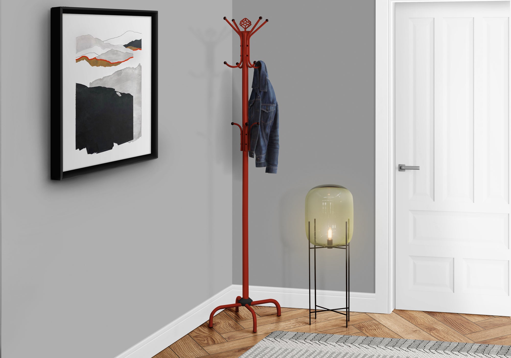 COAT RACK - 70""H / RED METAL