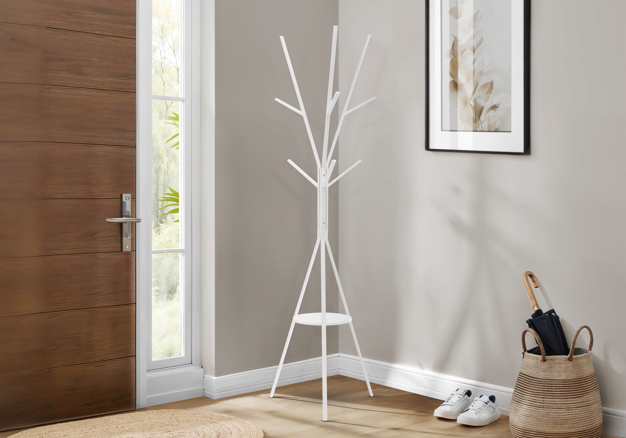 COAT RACK - 72""H / WHITE METAL CONTEMPORARY STYLE