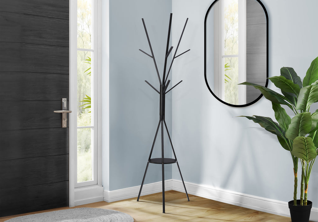 COAT RACK - 72""H / BLACK METAL CONTEMPORARY STYLE