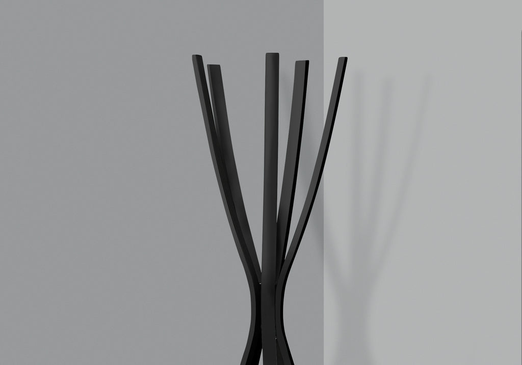 COAT RACK - 72""H / SATIN BLACK METAL CONTEMPORARY STYLE