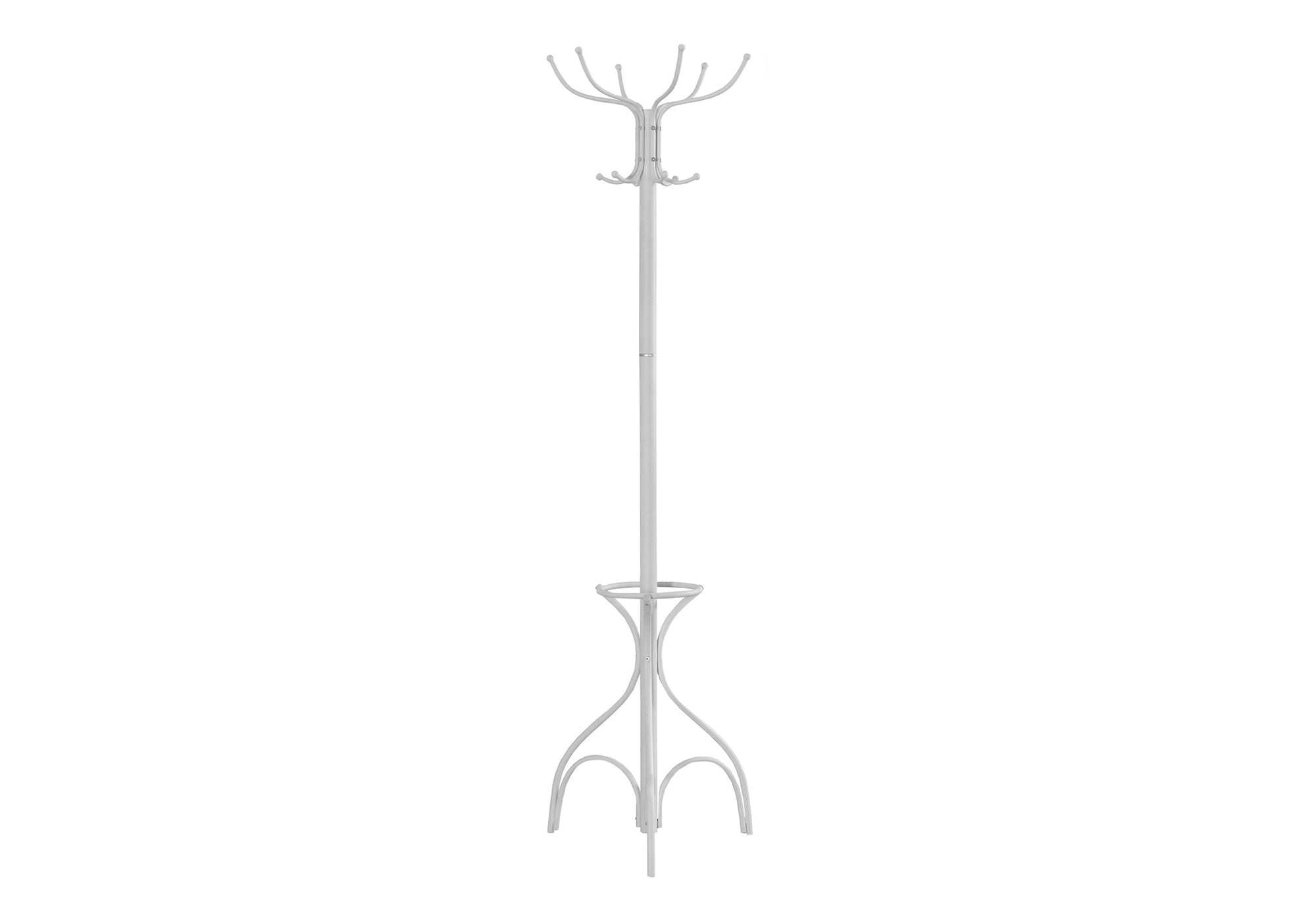 COAT RACK - 70""H / WHITE METAL WITH AN UMBRELLA HOLDER