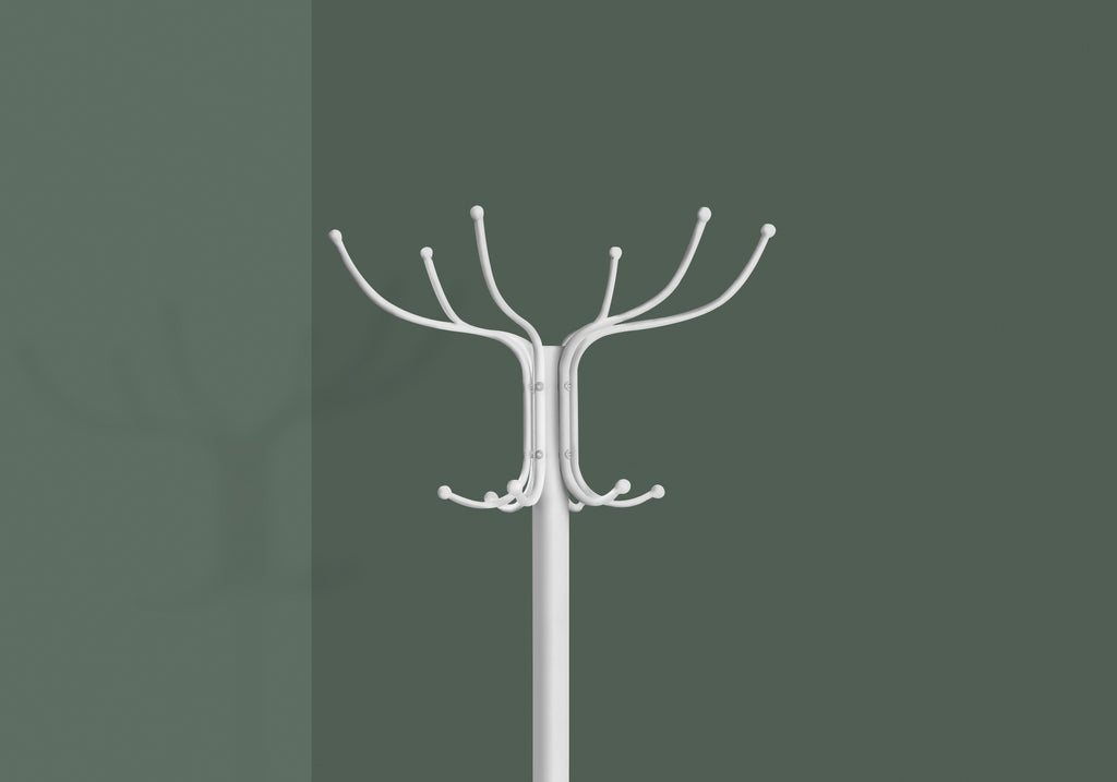 COAT RACK - 70""H / WHITE METAL WITH AN UMBRELLA HOLDER