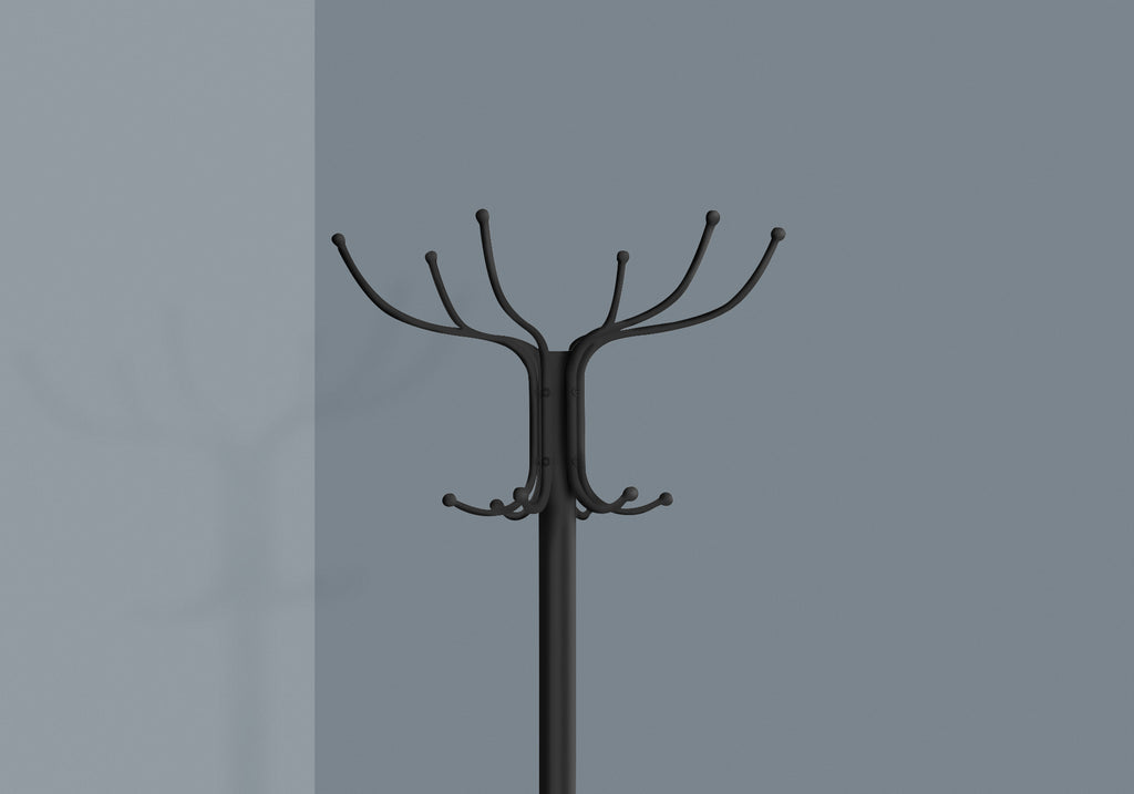 COAT RACK - 70""H / BLACK METAL WITH AN UMBRELLA HOLDER