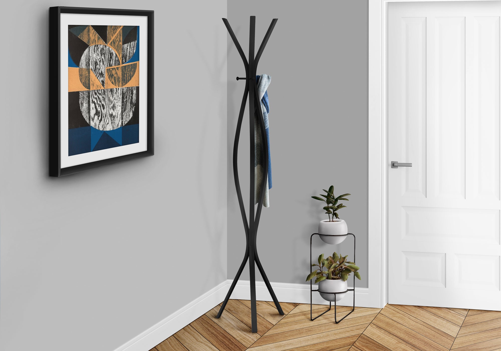 COAT RACK - 72""H / BLACK METAL CONTEMPORARY STYLE