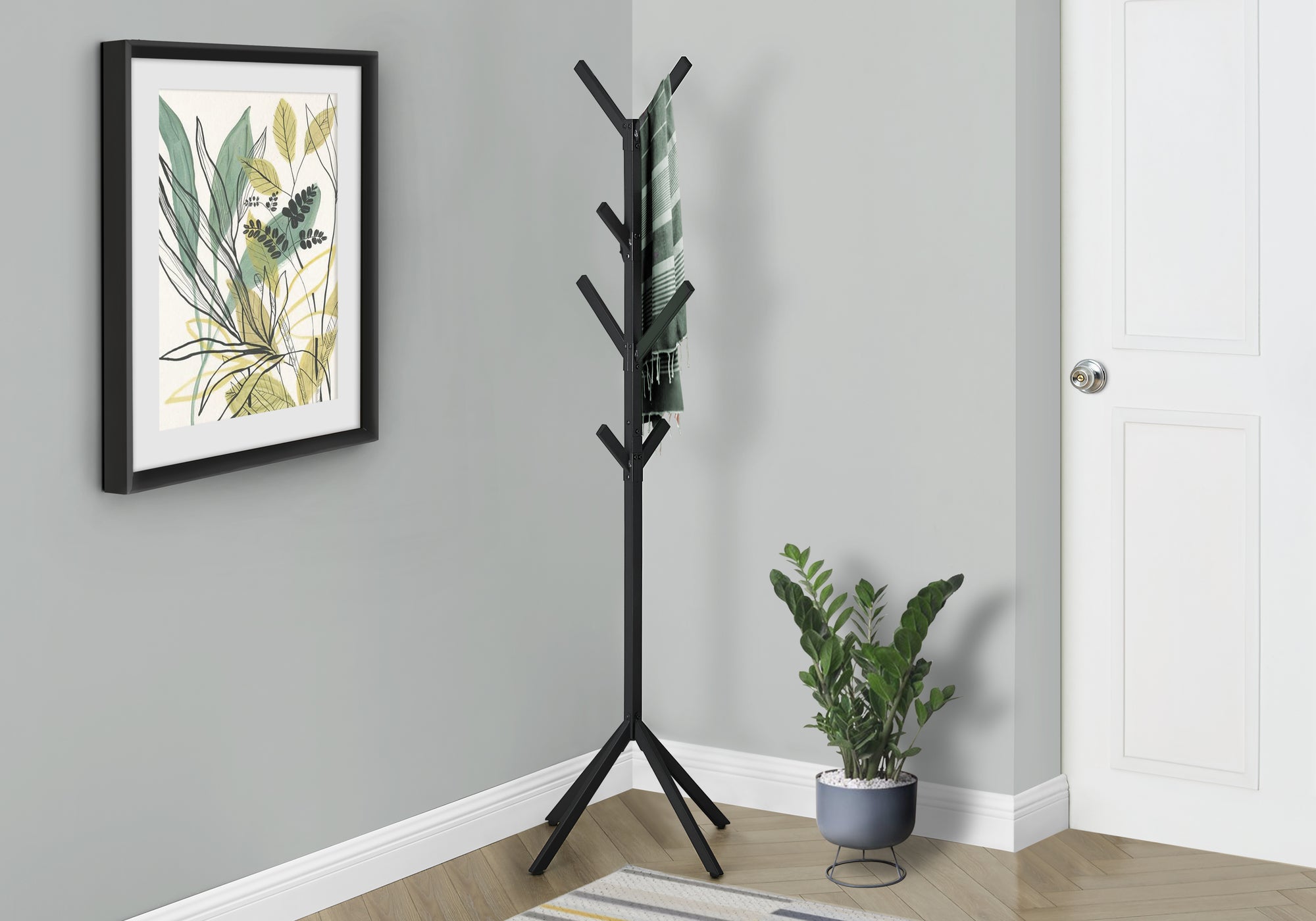 COAT RACK - 70""H / BLACK METAL