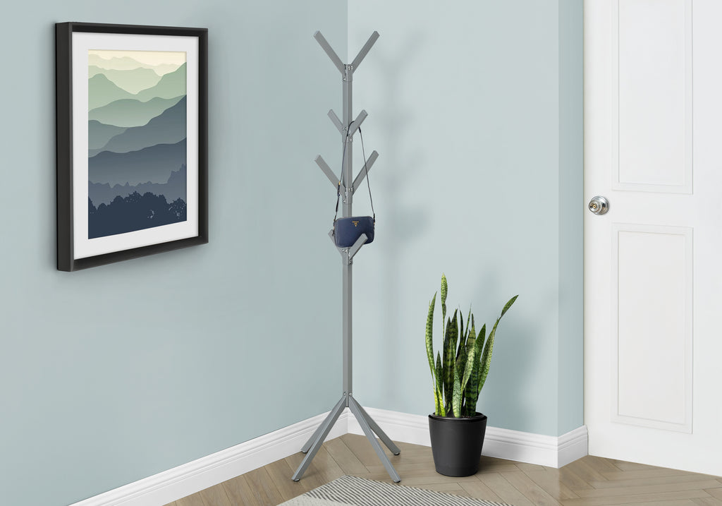 COAT RACK - 70""H / SILVER METAL