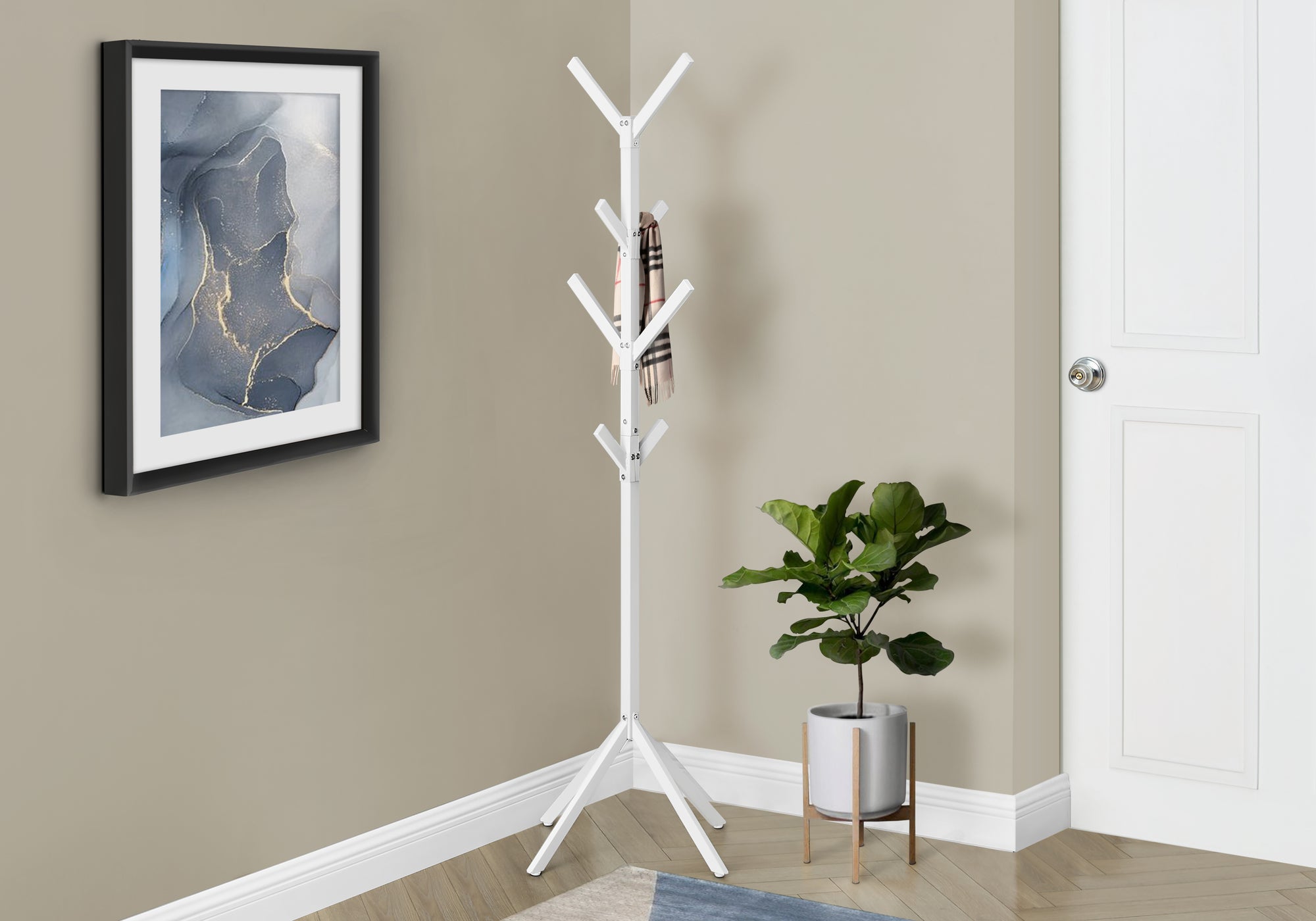 COAT RACK - 70""H / WHITE METAL