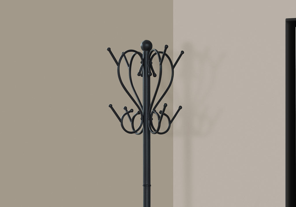COAT RACK - 71""H / BLACK METAL WITH AN UMBRELLA HOLDER