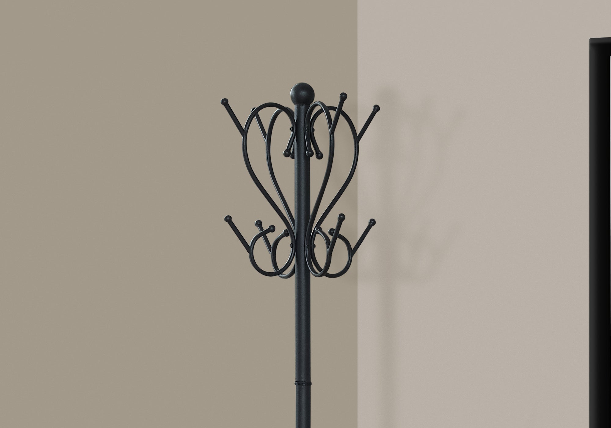 COAT RACK - 71""H / BLACK METAL WITH AN UMBRELLA HOLDER