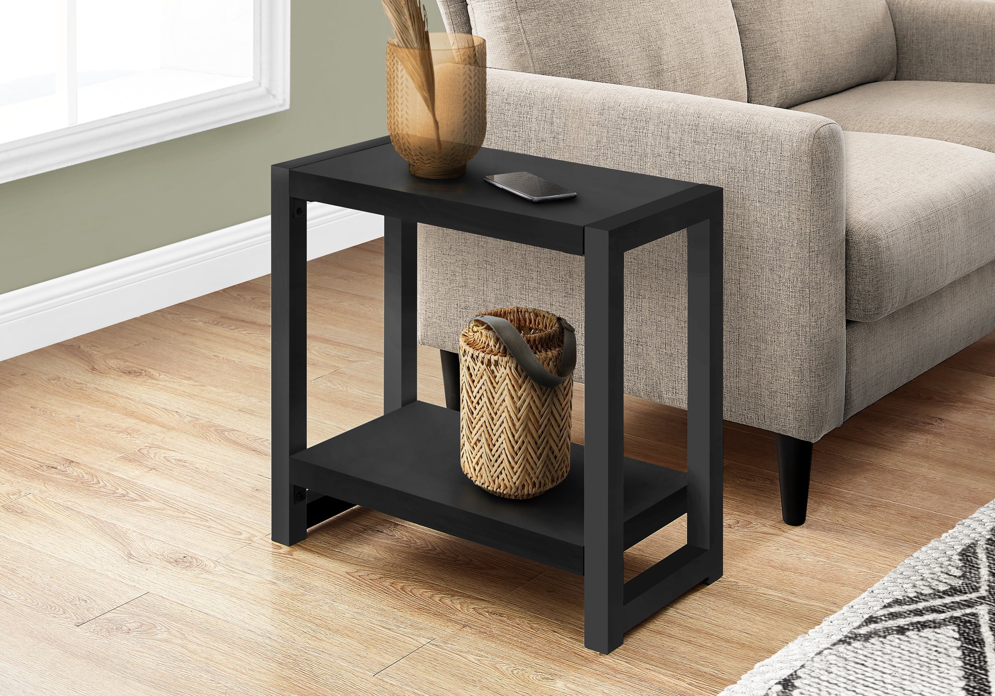 ACCENT TABLE - 22""H / BLACK / BLACK METAL