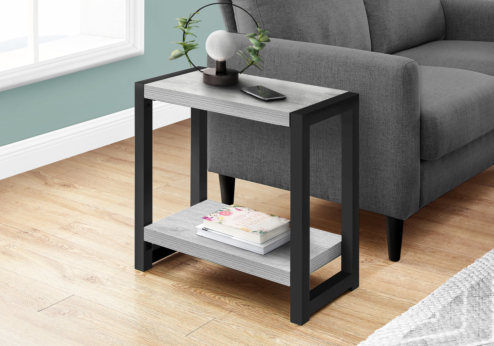 ACCENT TABLE - 22""H / GREY / BLACK METAL