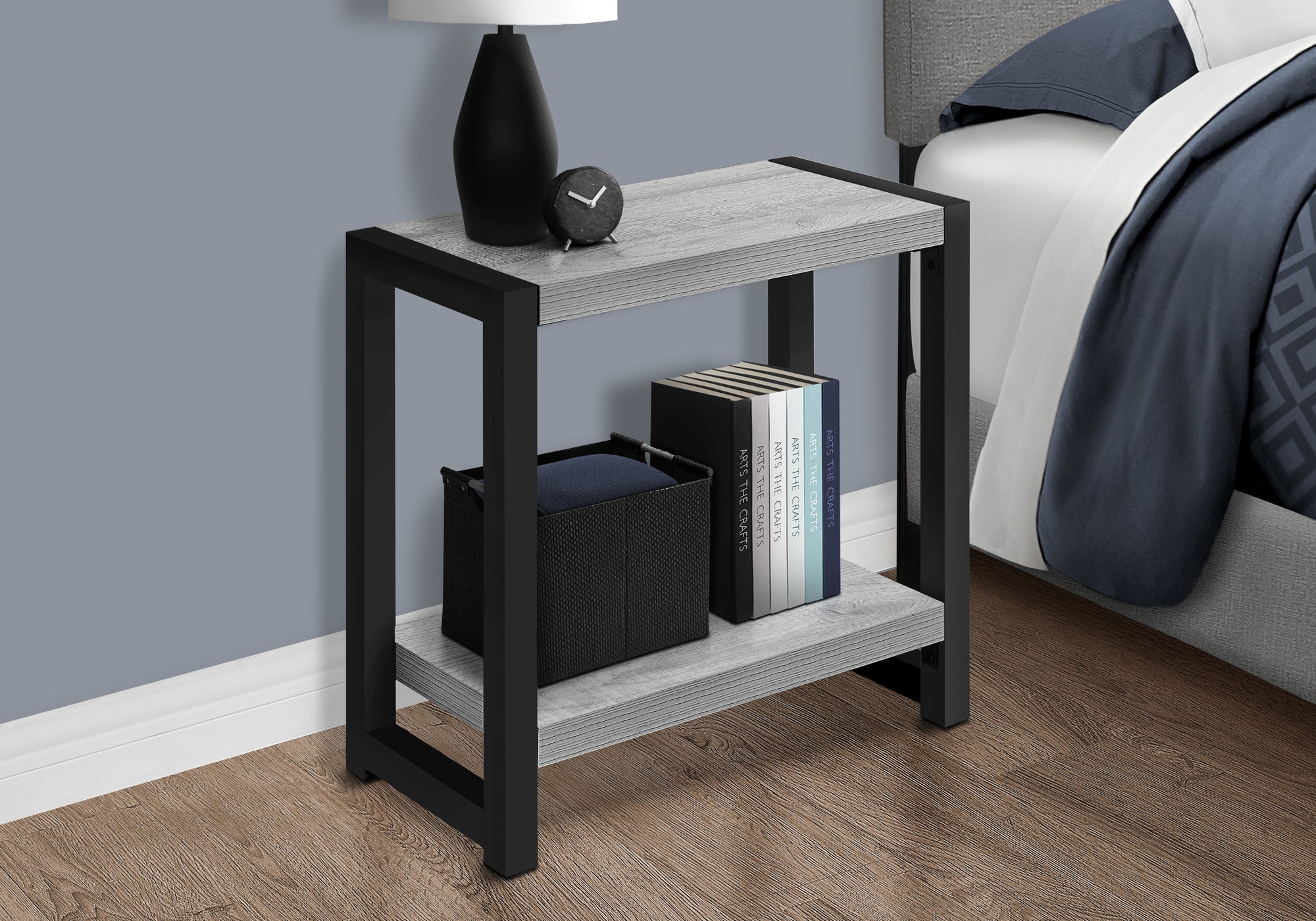 ACCENT TABLE - 22""H / GREY / BLACK METAL