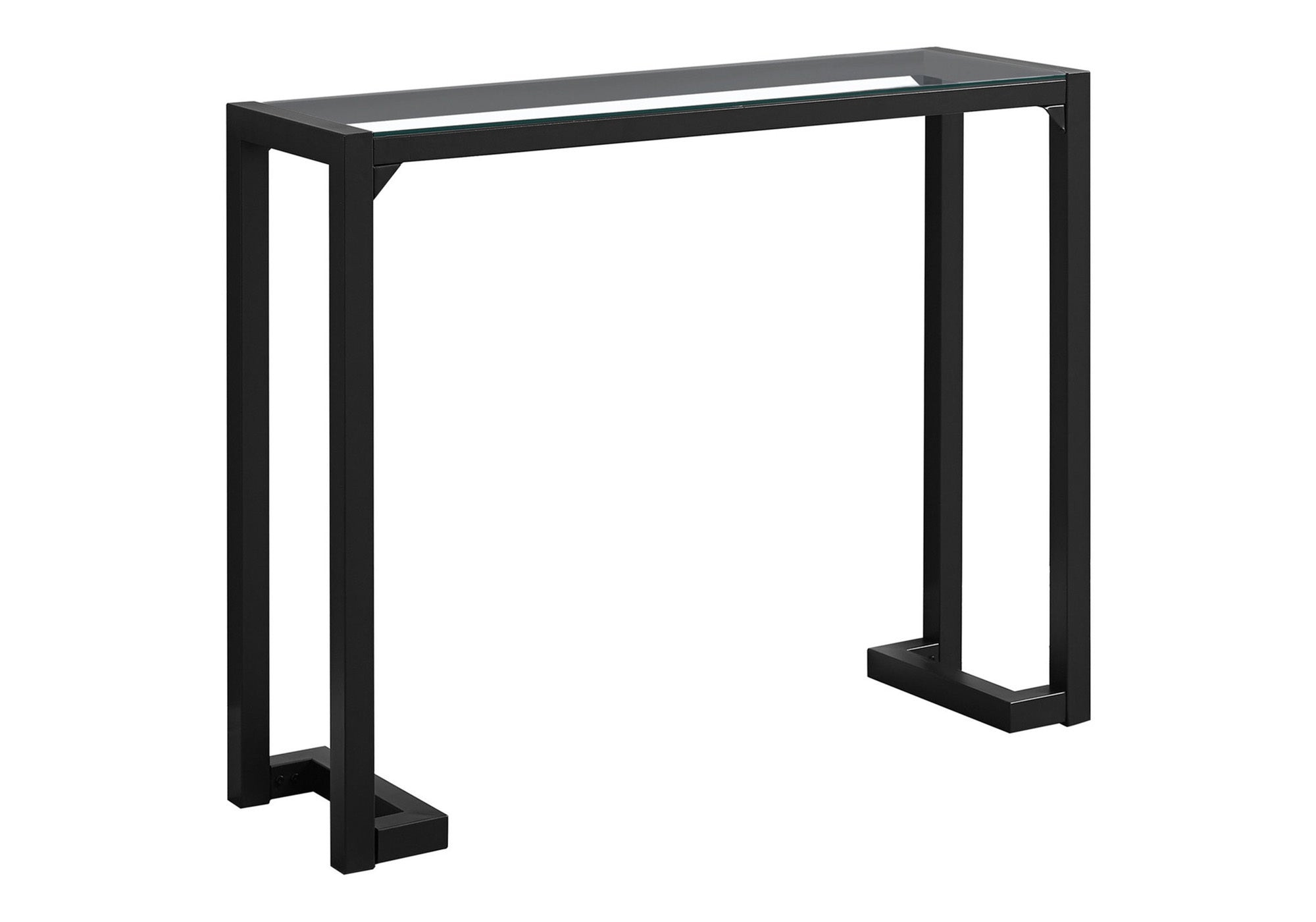ACCENT TABLE - 42""L / BLACK / TEMPERED GLASS HALL CONSOLE