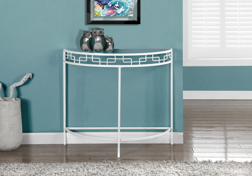 ACCENT TABLE - 36""L / WHITE METAL HALL CONSOLE