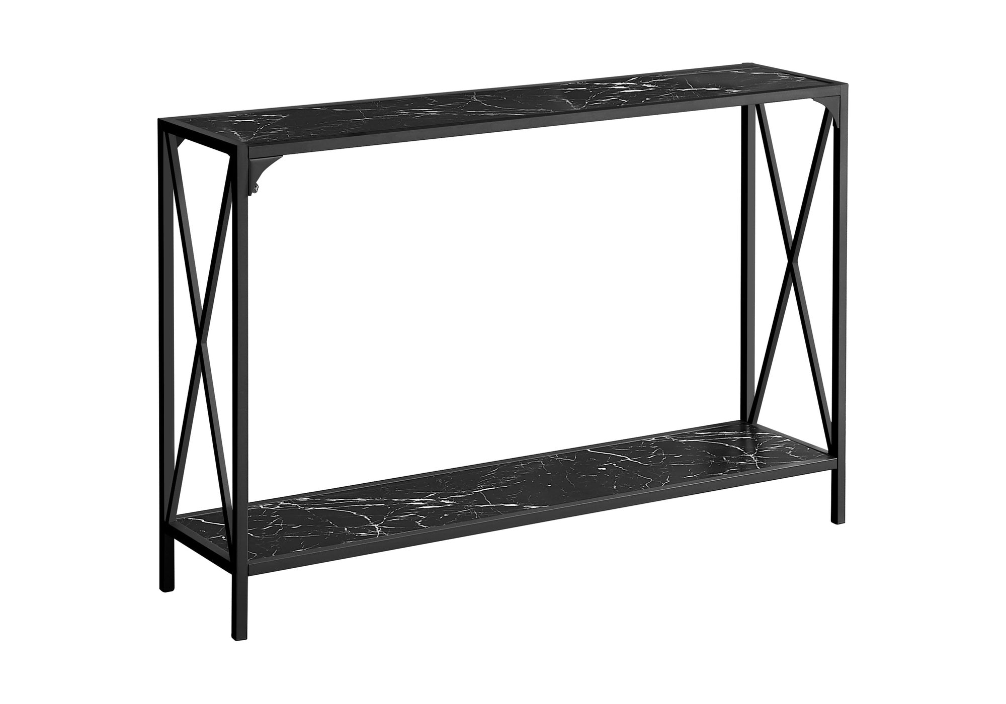 ACCENT TABLE - 48""L / BLACK MARBLE / BLACK HALL CONSOLE