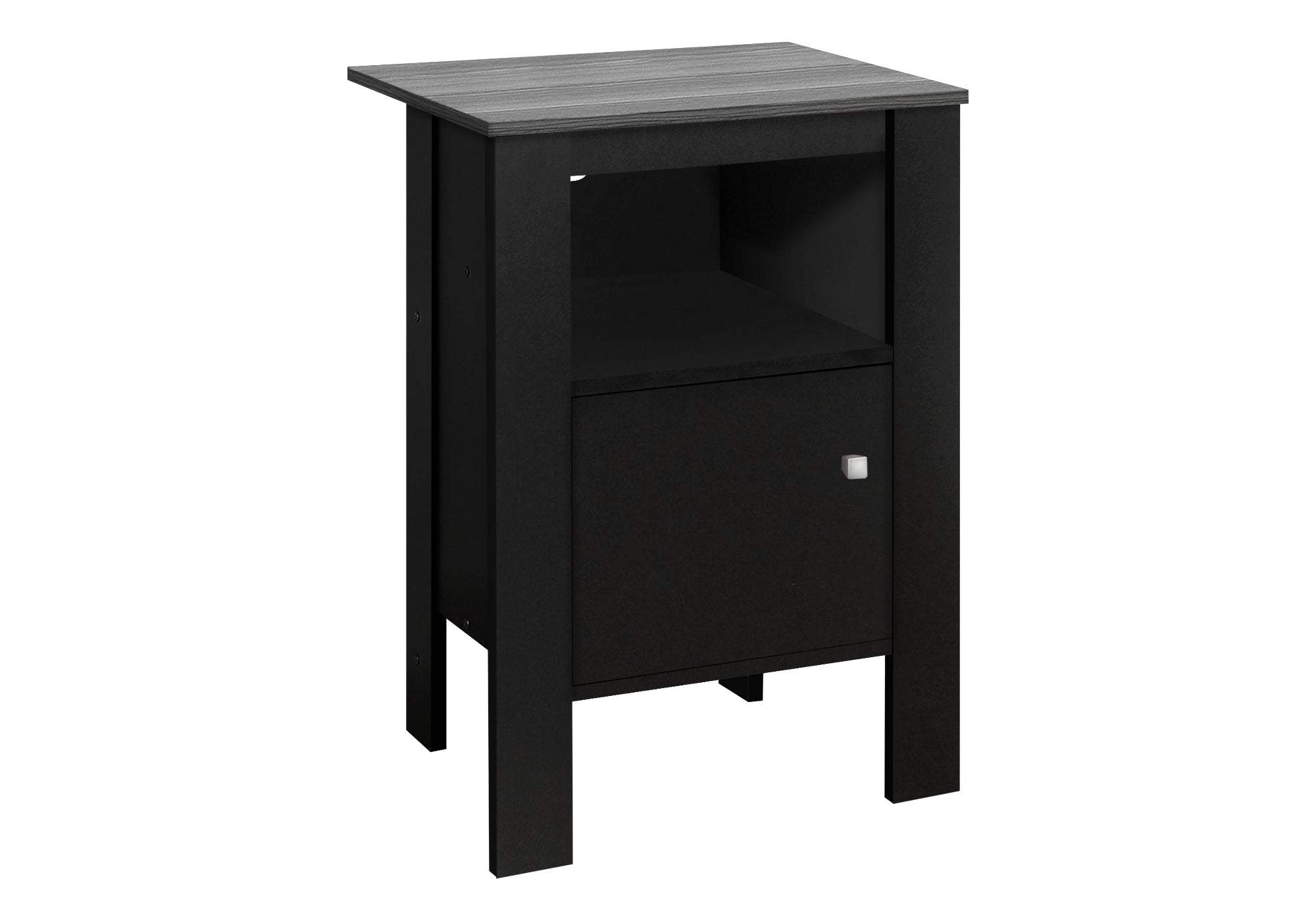 ACCENT TABLE - BLACK / GREY TOP NIGHT STAND WITH STORAGE