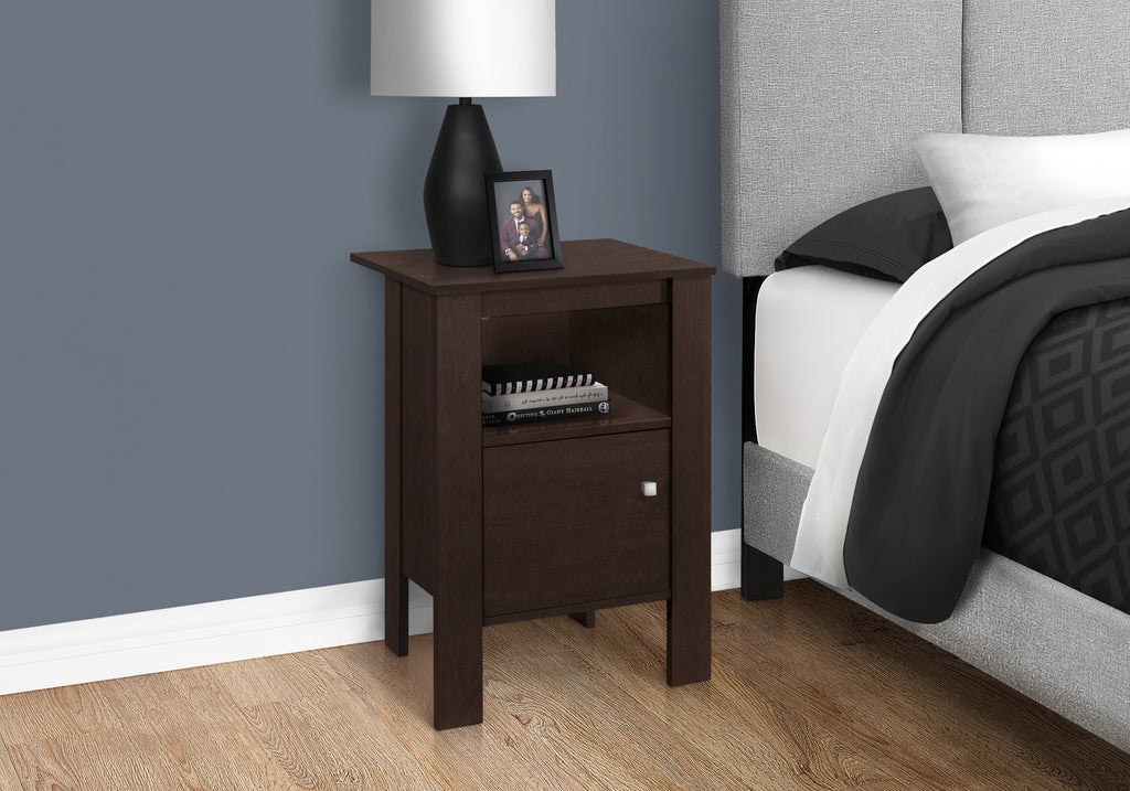 ACCENT TABLE - ESPRESSO NIGHT STAND WITH STORAGE