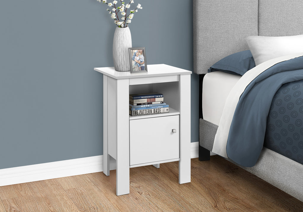 ACCENT TABLE - WHITE NIGHT STAND WITH STORAGE