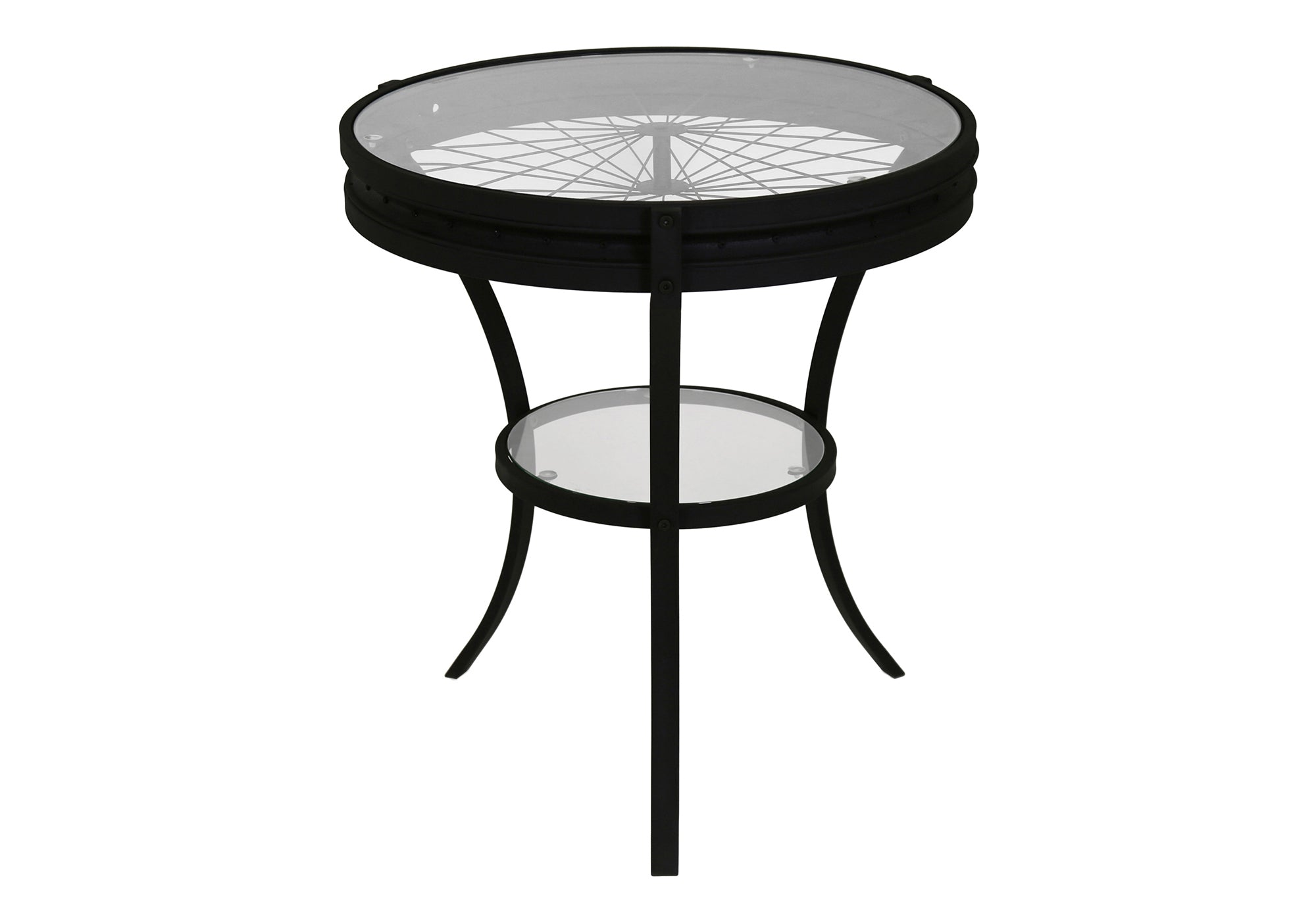 ACCENT TABLE - 22""DIA / BLACK WITH TEMPERED GLASS